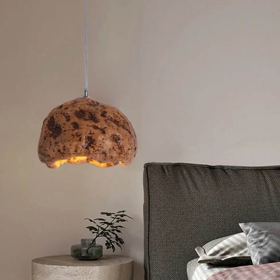 Faux Stone Resin Single Bedroom Pendant Light