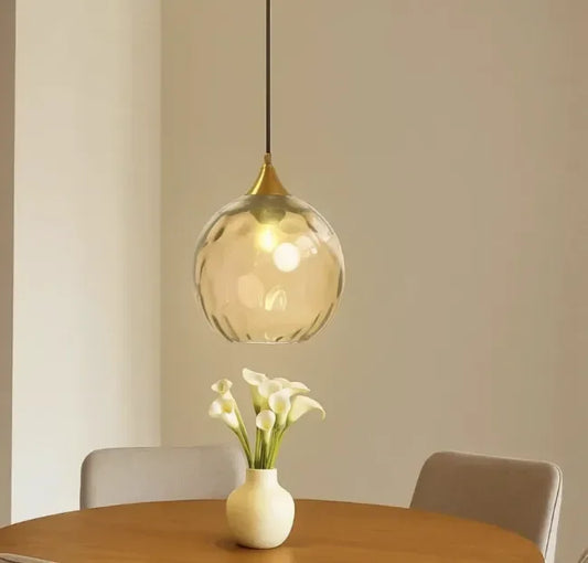 Lampadario Vetro Soffiato Moderni LED con Altezza Regolabile a Sfera per Sala Pranzo