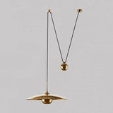 Gold Metal Disc-Shaped Vintage Pendant Light