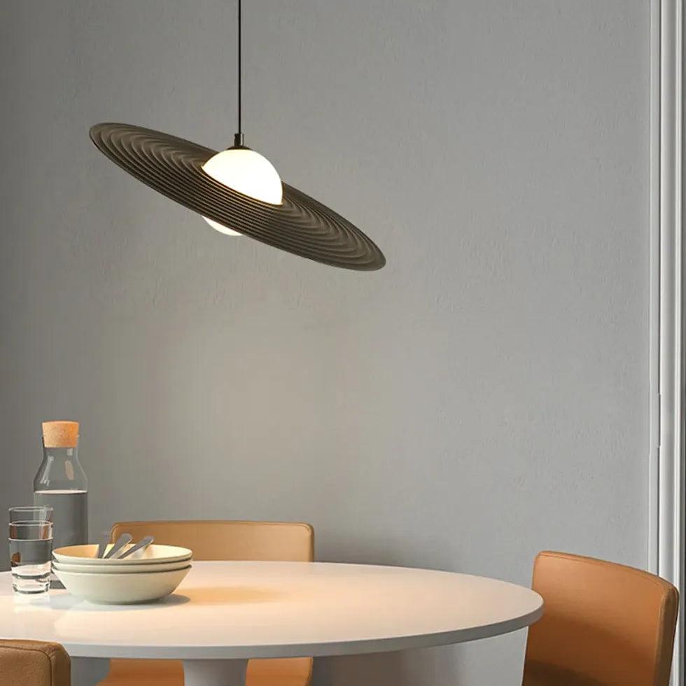 Flat Ring-shaped Lampshade White Dining Room Pendant Light