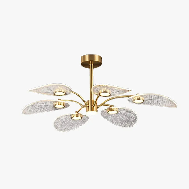 Slender Lotus Leaf Gold LED Pendant Light