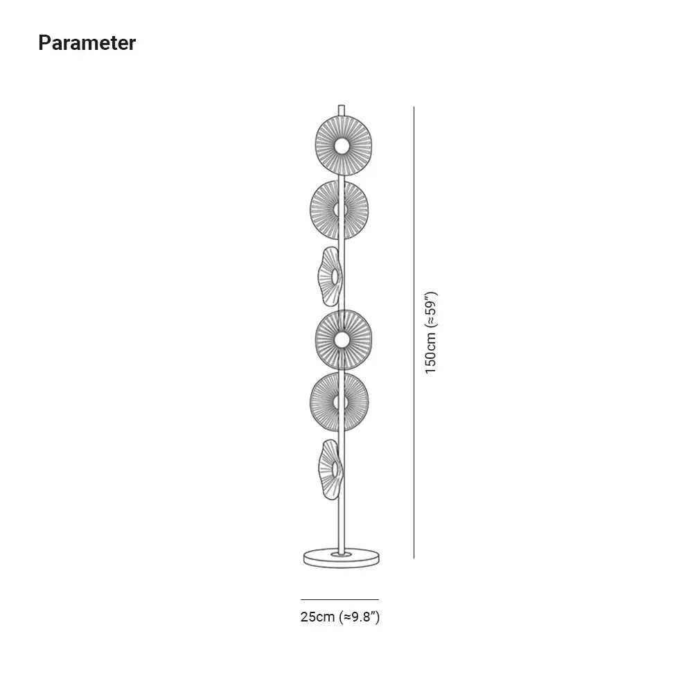 Lampada da pavimento decorativa a disco acrilico multi-testa