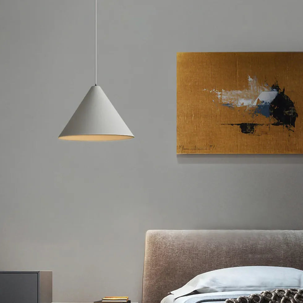 Gray Cone-Shaped Modern Single Pendant Light