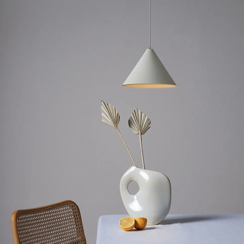 Gray Cone-Shaped Modern Single Pendant Light