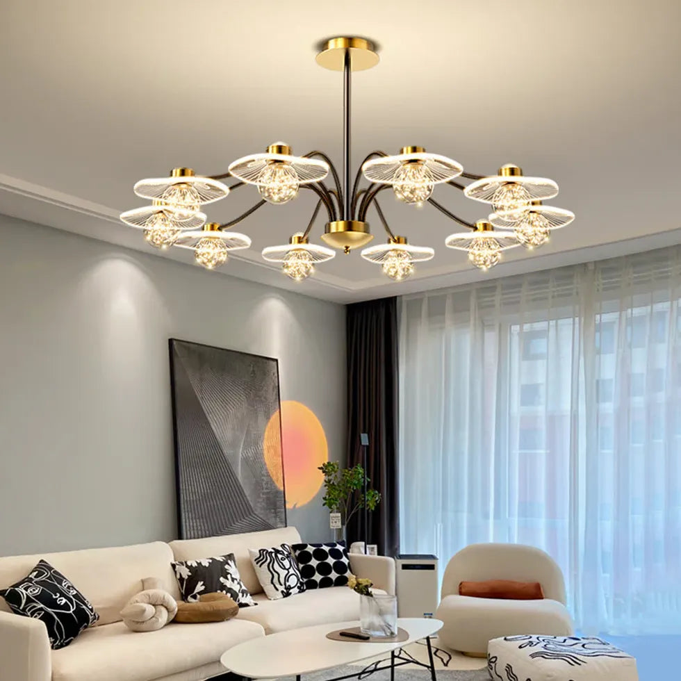 Lampadario Sospensione Vetro Trasparente Moderno Design Elegante