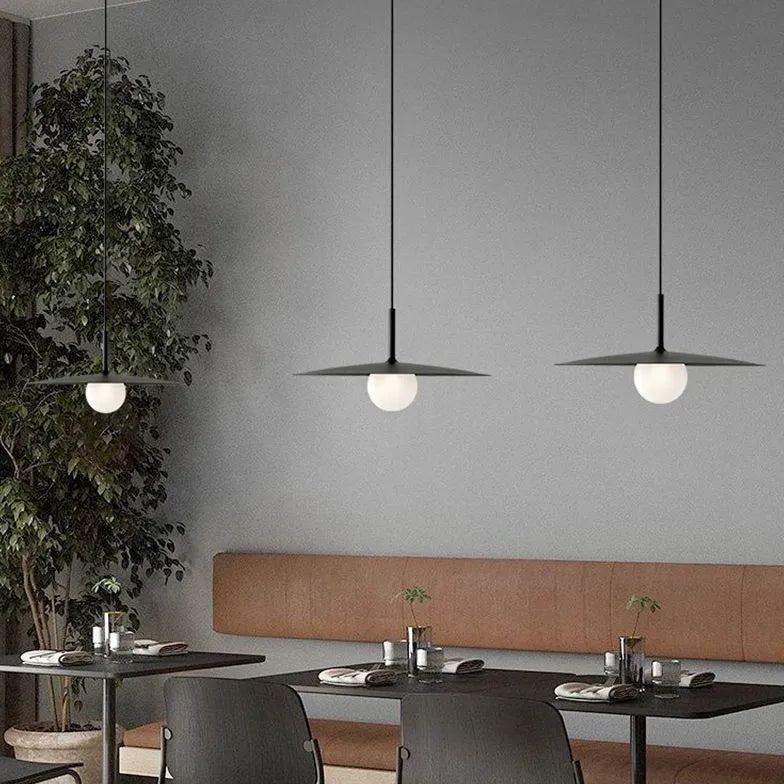 Disc-shaped Shade Black Minimalist Dining Room Pendant Light