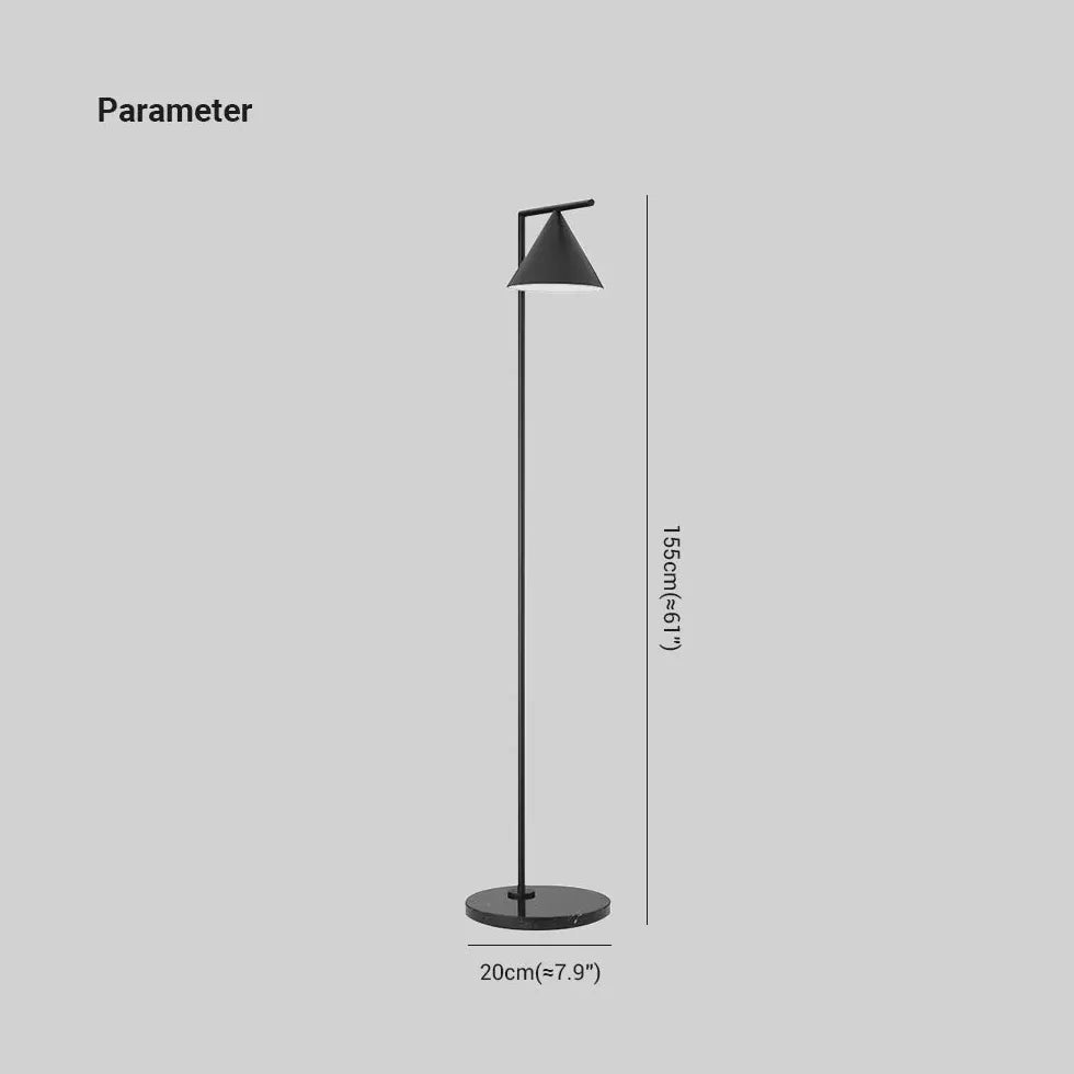 Lampada da pavimento minimalista in metallo a forma di cono