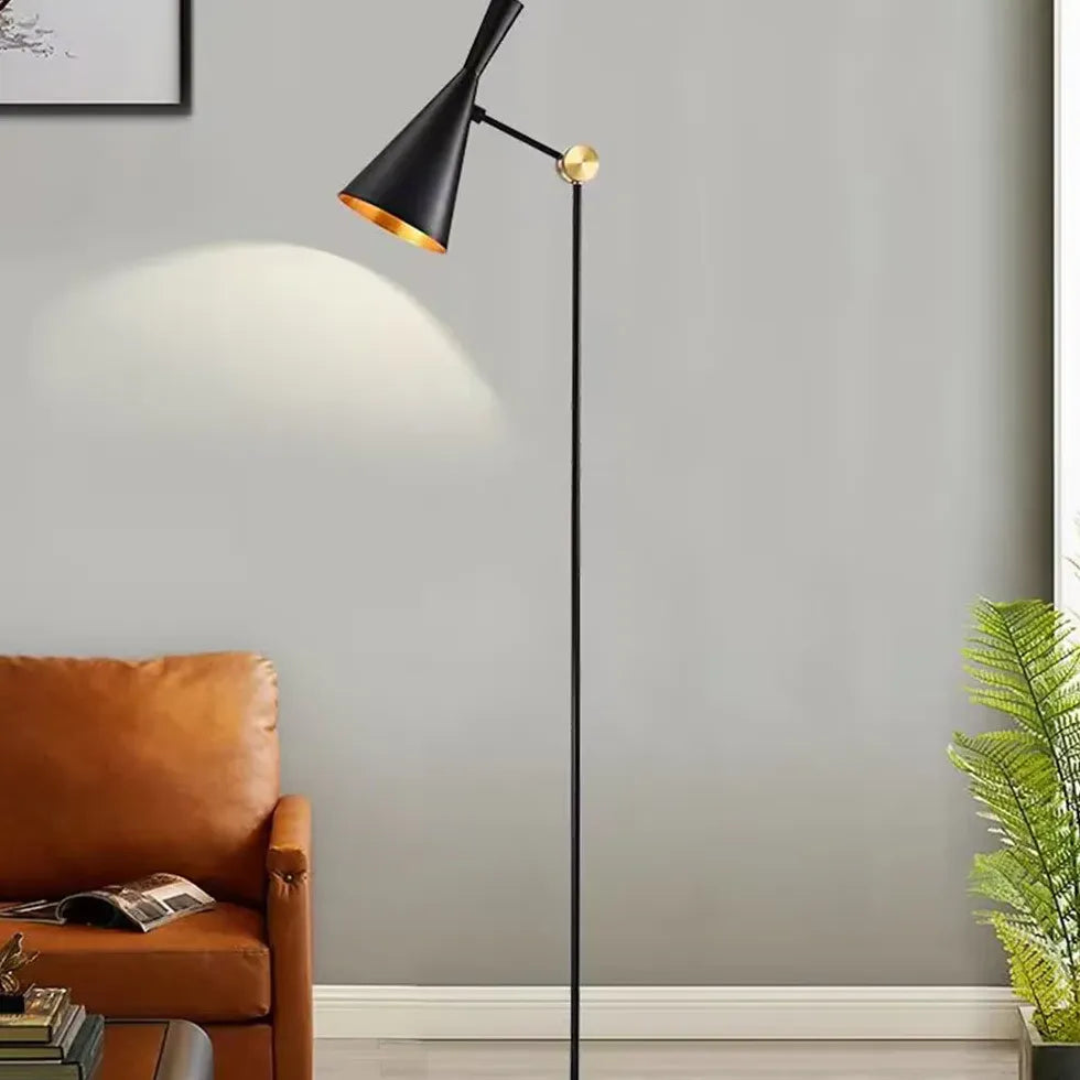 Black Cone Shade Adjustable Floor Lamp