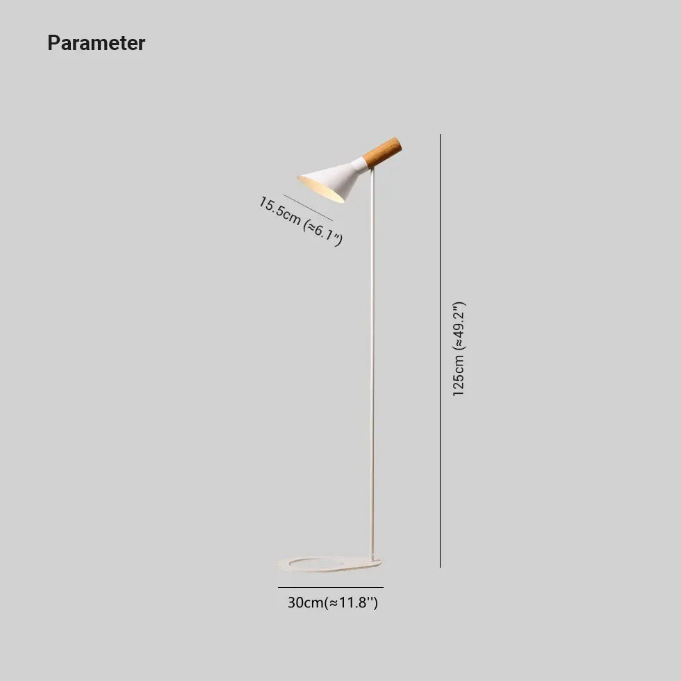 Lampada da pavimento sottile cono in legno nero