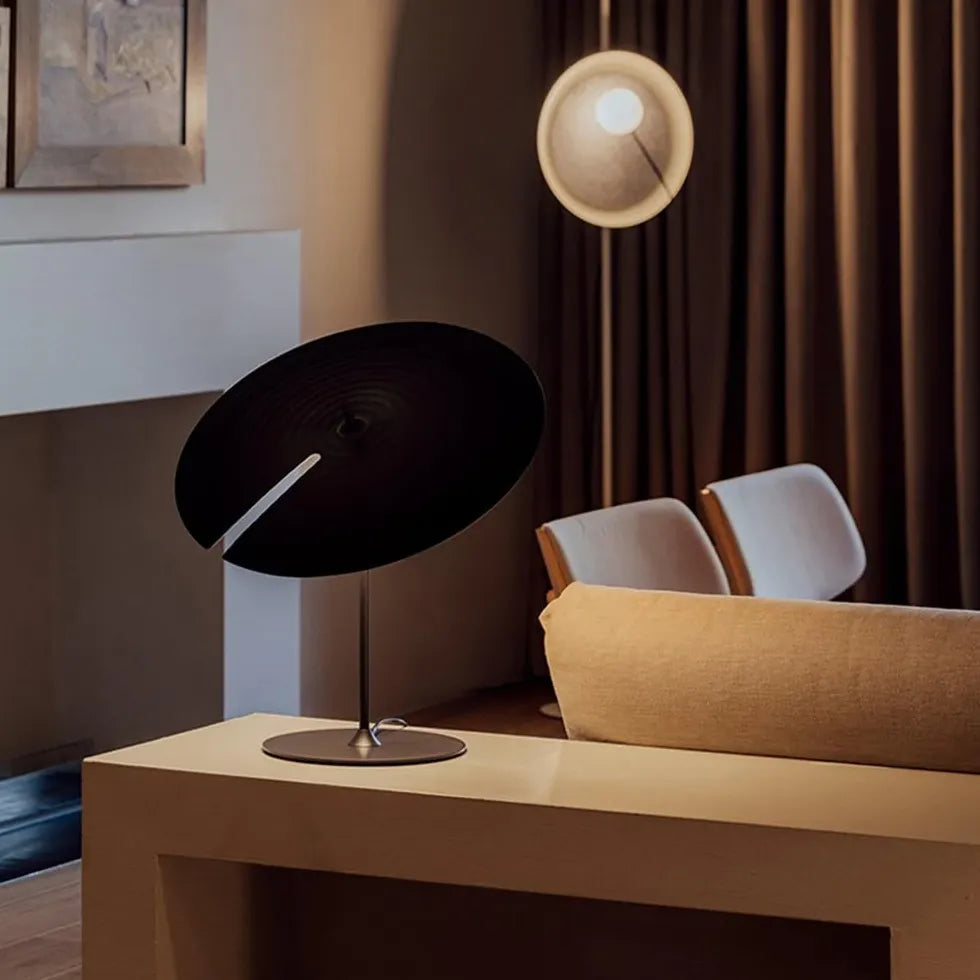 Large Black Disc Modern Table Lamp