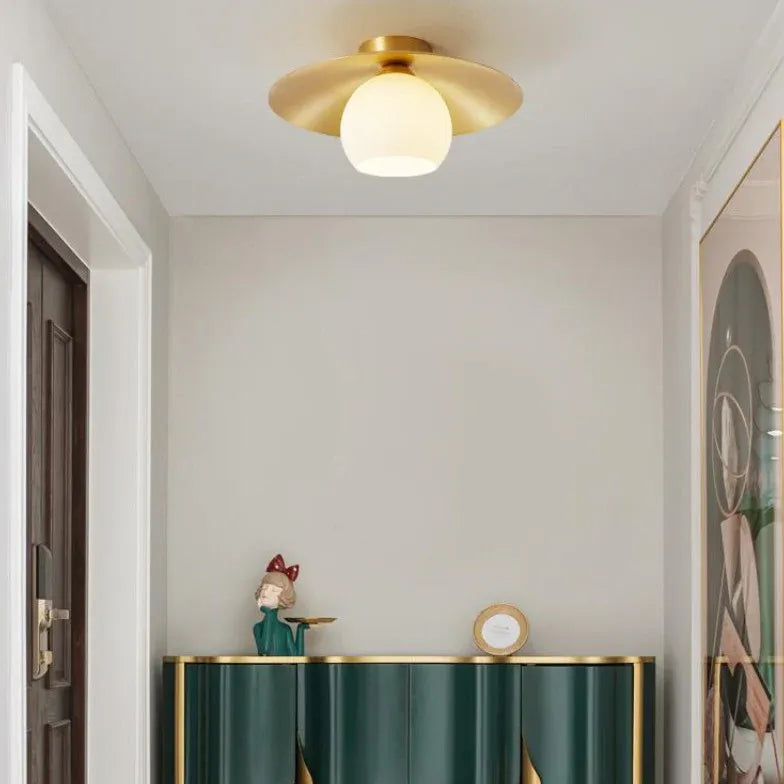 Plafoniera Vintage Ottone Dorato per Corridoio