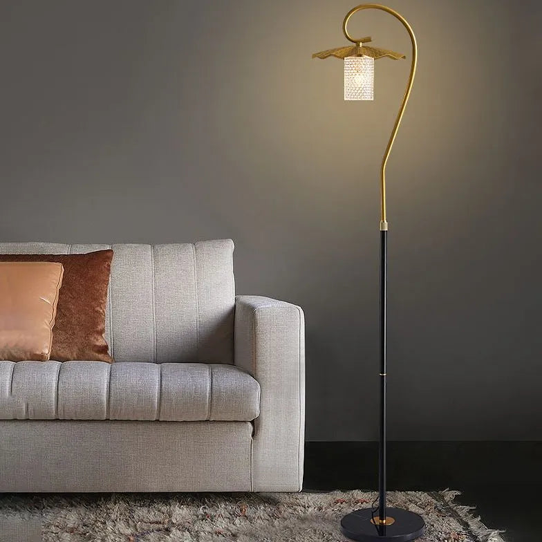 Curved Design with Attached Table Floor Lamp