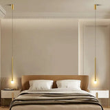 Gold Linear Minimalist Single Head Bedroom Pendant Light