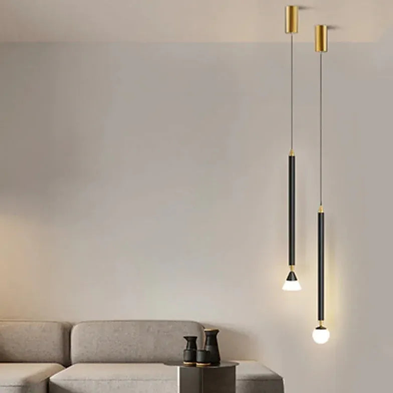 Gold Linear Minimalist Single Head Bedroom Pendant Light