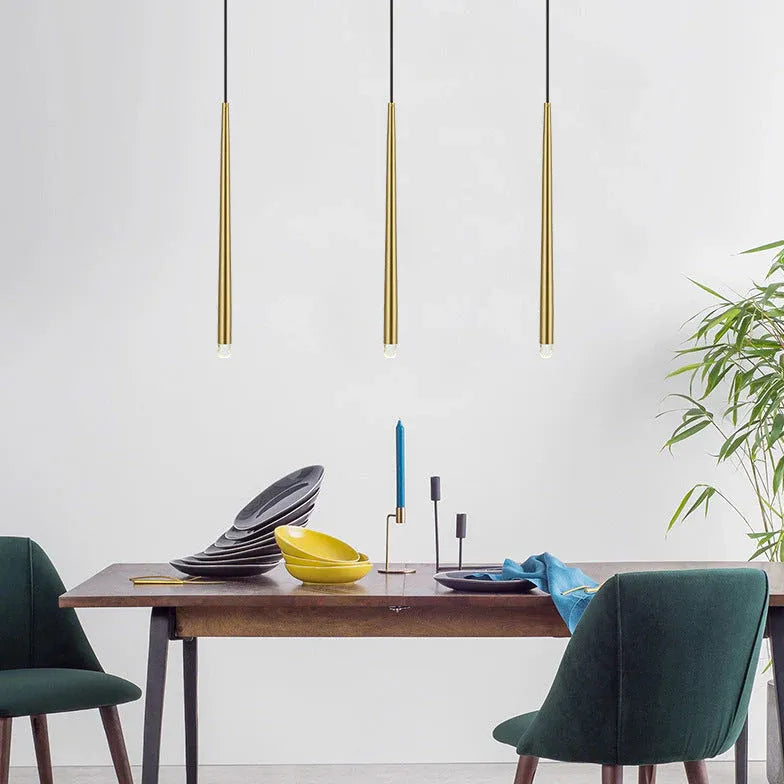 Linear Minimalist Gold Bedroom Pendant Light