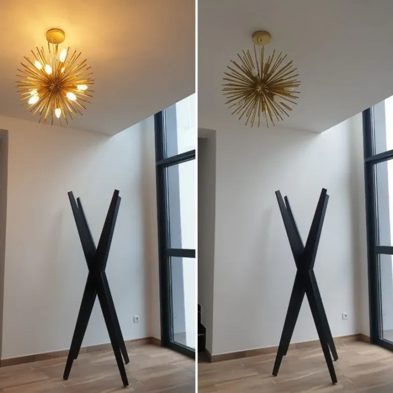 Star-Shaped Long Needle Gold Modern Chandelier