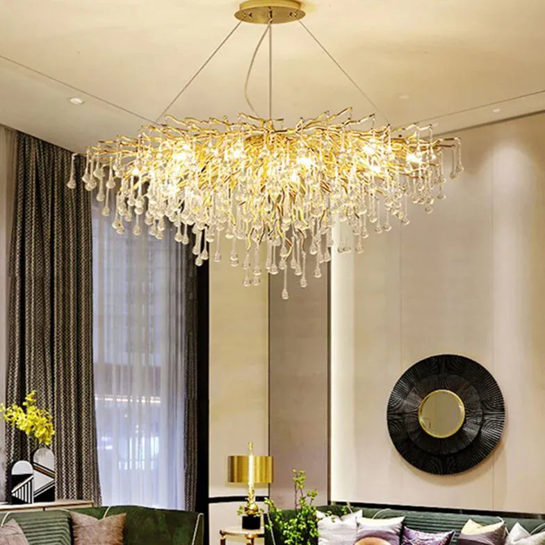 Branch-shaped Crystal Luxury Living Room Pendant Light