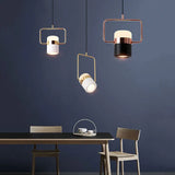 Adjustable Cylinder Pendant Light with Metal Frame