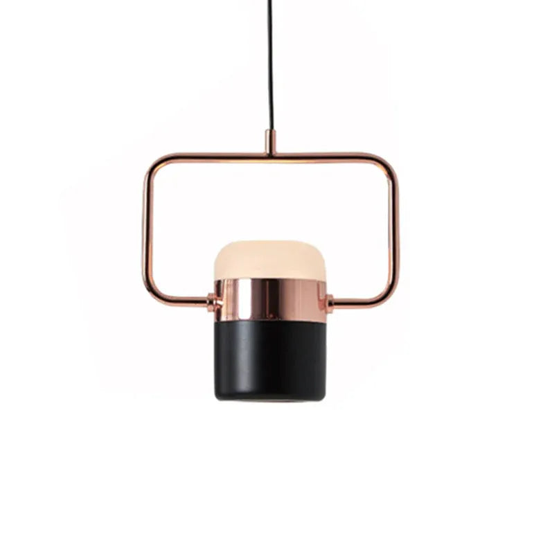 Geometric Frame Gold LED Bedroom Pendant Light