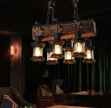 Lampadari Vintage Legno in Stile Country con Altezza Regolabile per Sala Pranzo