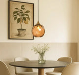 Lampadario Vetro Soffiato Moderni LED con Altezza Regolabile a Sfera per Sala Pranzo