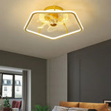 Pentagon Gold LED Bedroom Fan Light