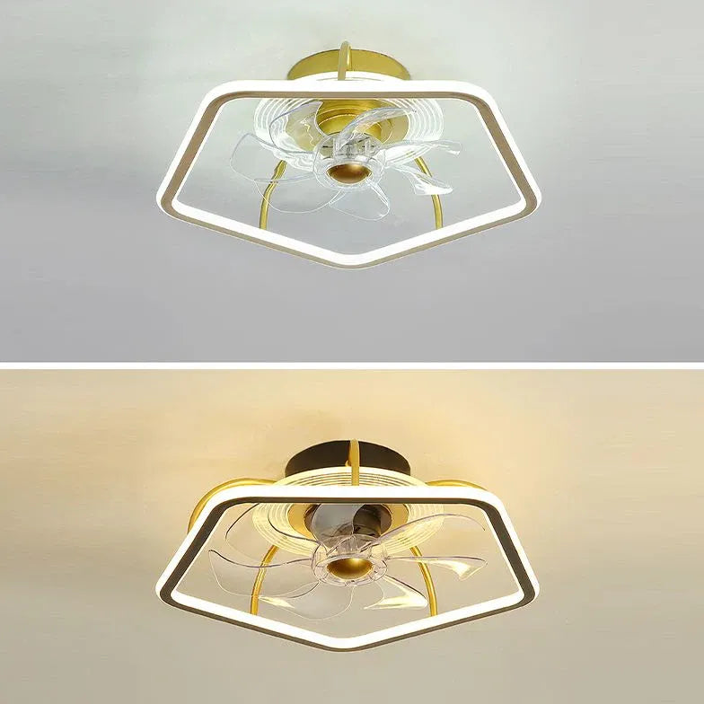 Pentagon Gold LED Bedroom Fan Light