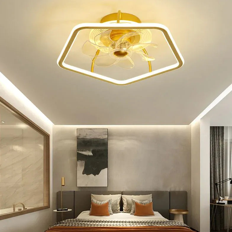 Pentagon Gold LED Bedroom Fan Light