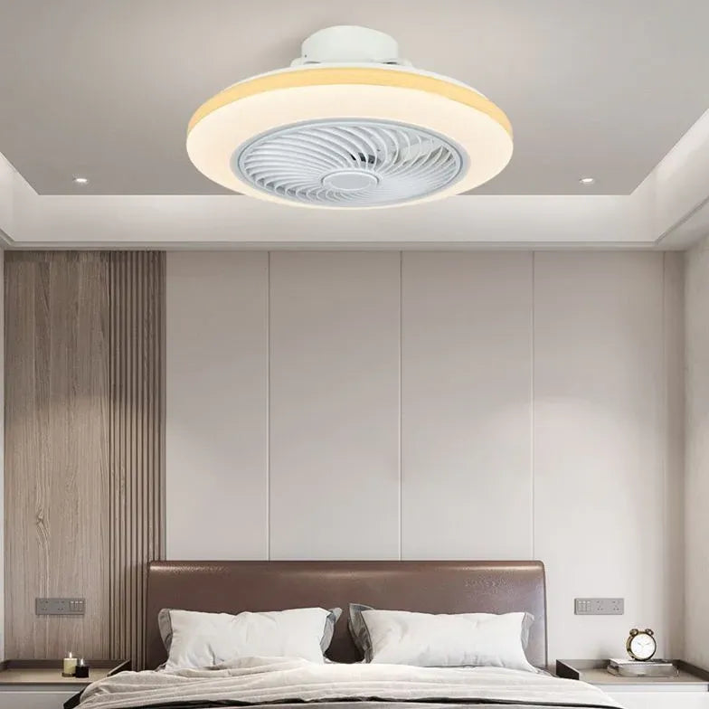 Remote-Controlled Round Modern Bedroom Fan Light