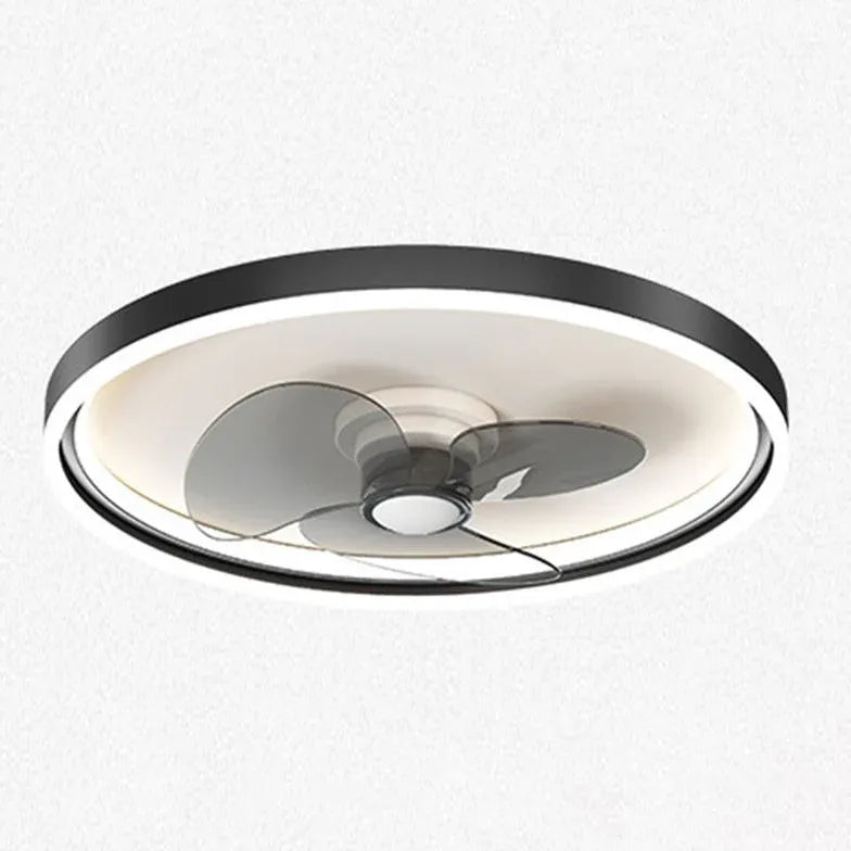 Round Modern Black Bedroom Fan Light