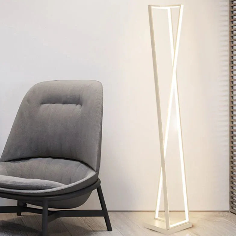 X-Shaped White Plug Tripod Floor Lamp