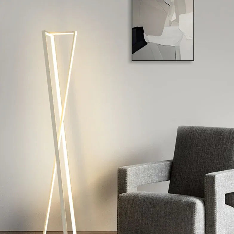 X-Shaped White Plug Tripod Floor Lamp