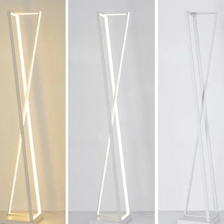 X-Shaped White Plug Tripod Floor Lamp