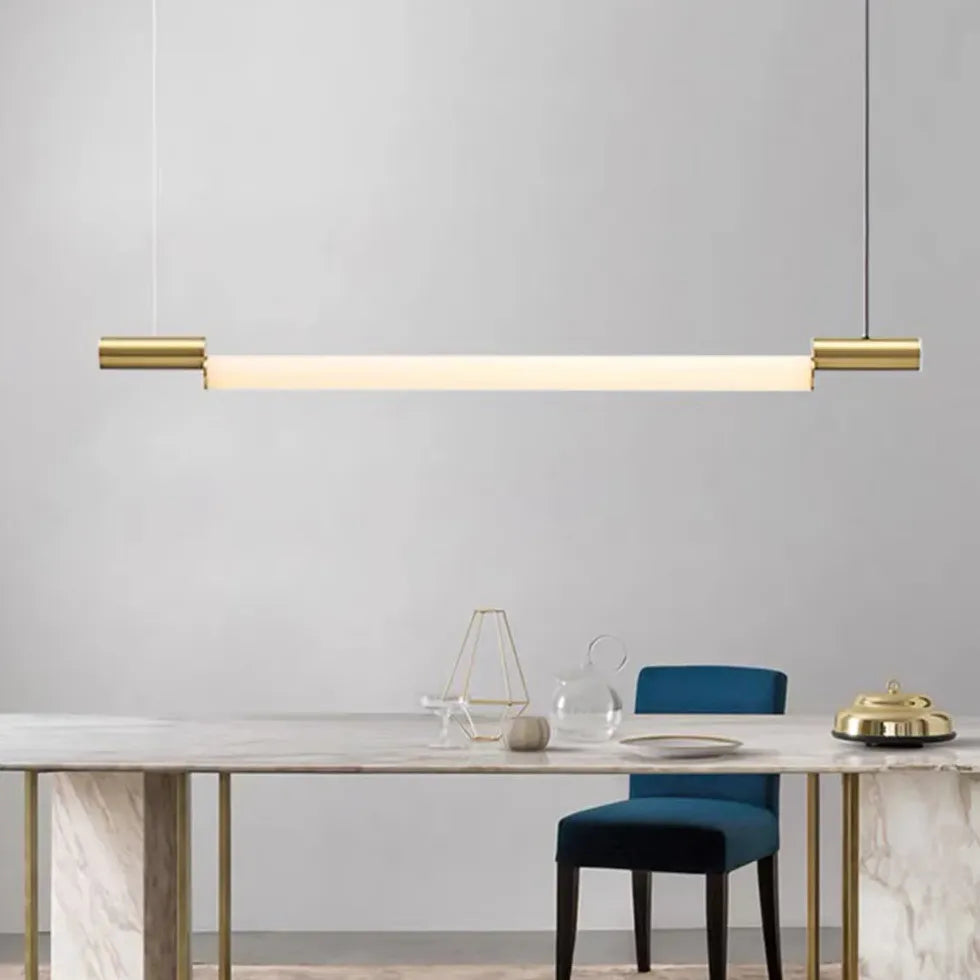 Tubular Elongated Gold Kitchen Pendant Light