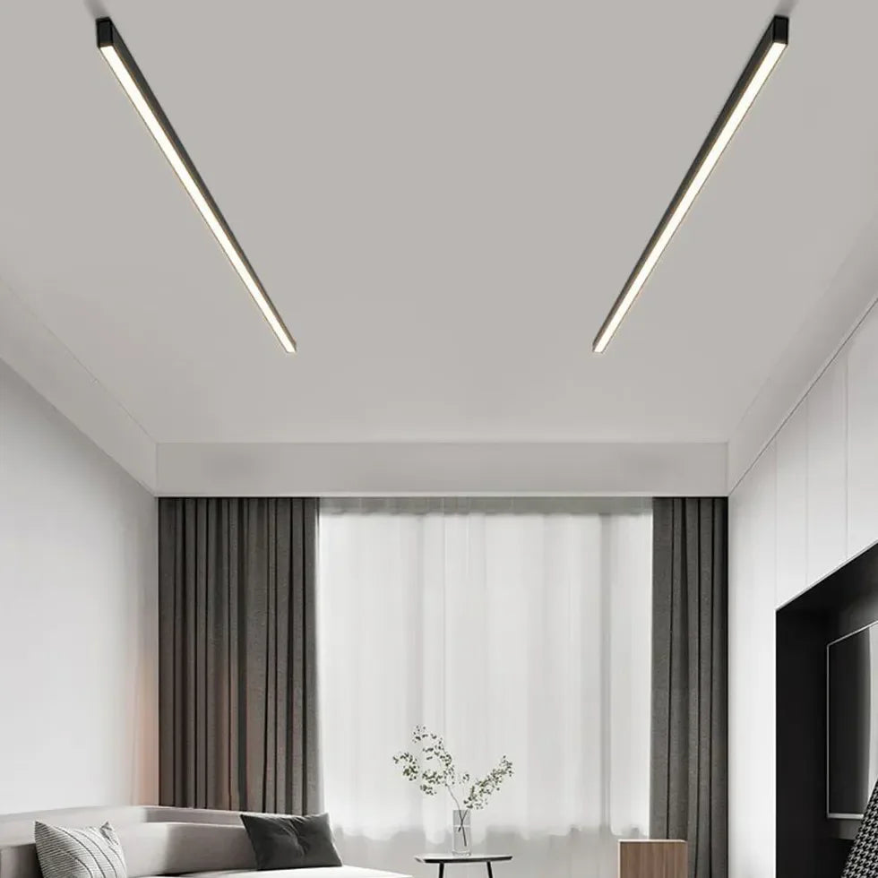 Plafoniera a soffitto lunga LED stile minimal dimmerabile nera per soggiorno