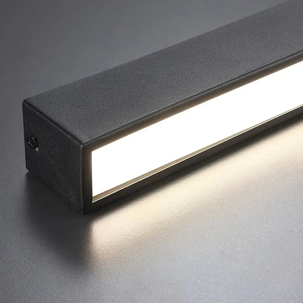 Plafoniera a soffitto lunga LED stile minimal dimmerabile nera per soggiorno