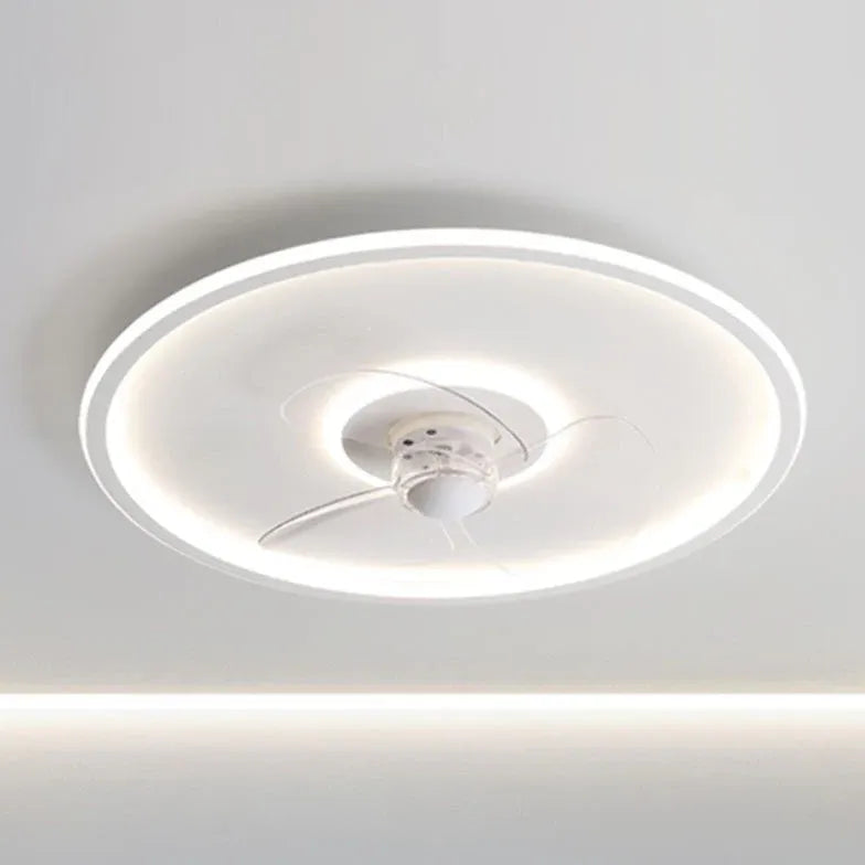 Ventilatore a soffitto a anello bianco minimalista con luce