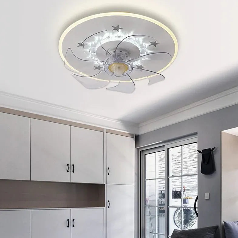 Ventilatore a soffitto a anello bianco minimalista con luce