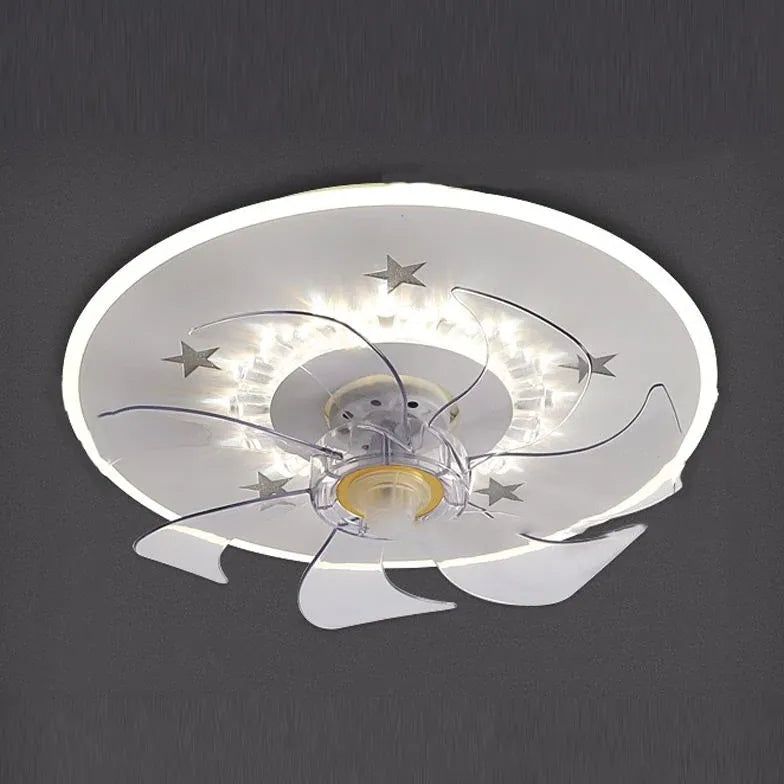 Ventilatore a soffitto a anello bianco minimalista con luce