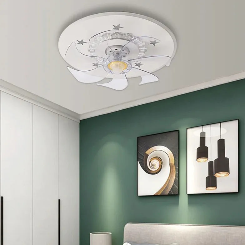 Ventilatore a soffitto a anello bianco minimalista con luce