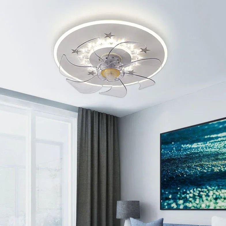 Ventilatore a soffitto a anello bianco minimalista con luce