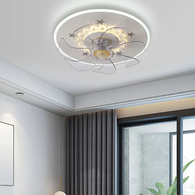 Ventilatore a soffitto a anello bianco minimalista con luce