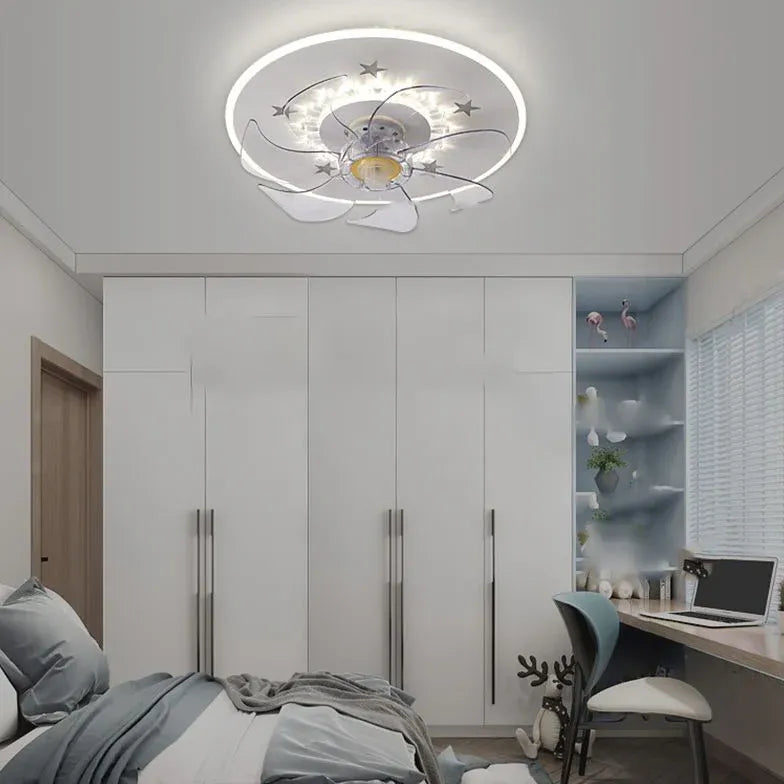 Ventilatore a soffitto a anello bianco minimalista con luce