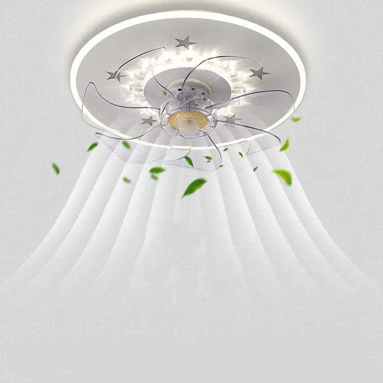 Ventilatore a soffitto a anello bianco minimalista con luce