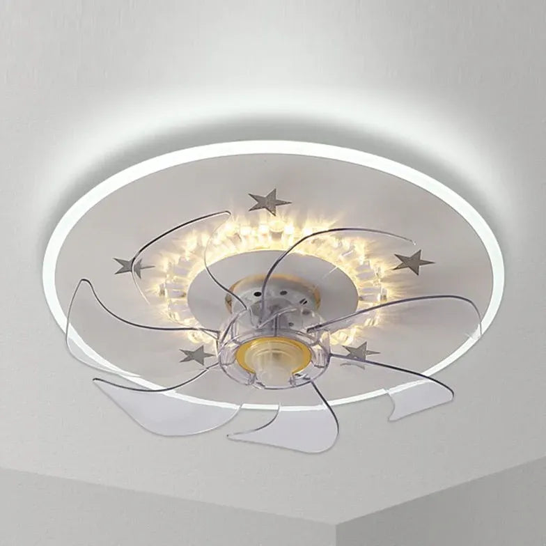 Ventilatore a soffitto a anello bianco minimalista con luce