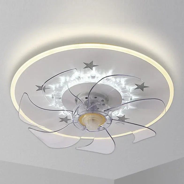 Ventilatore a soffitto a anello bianco minimalista con luce