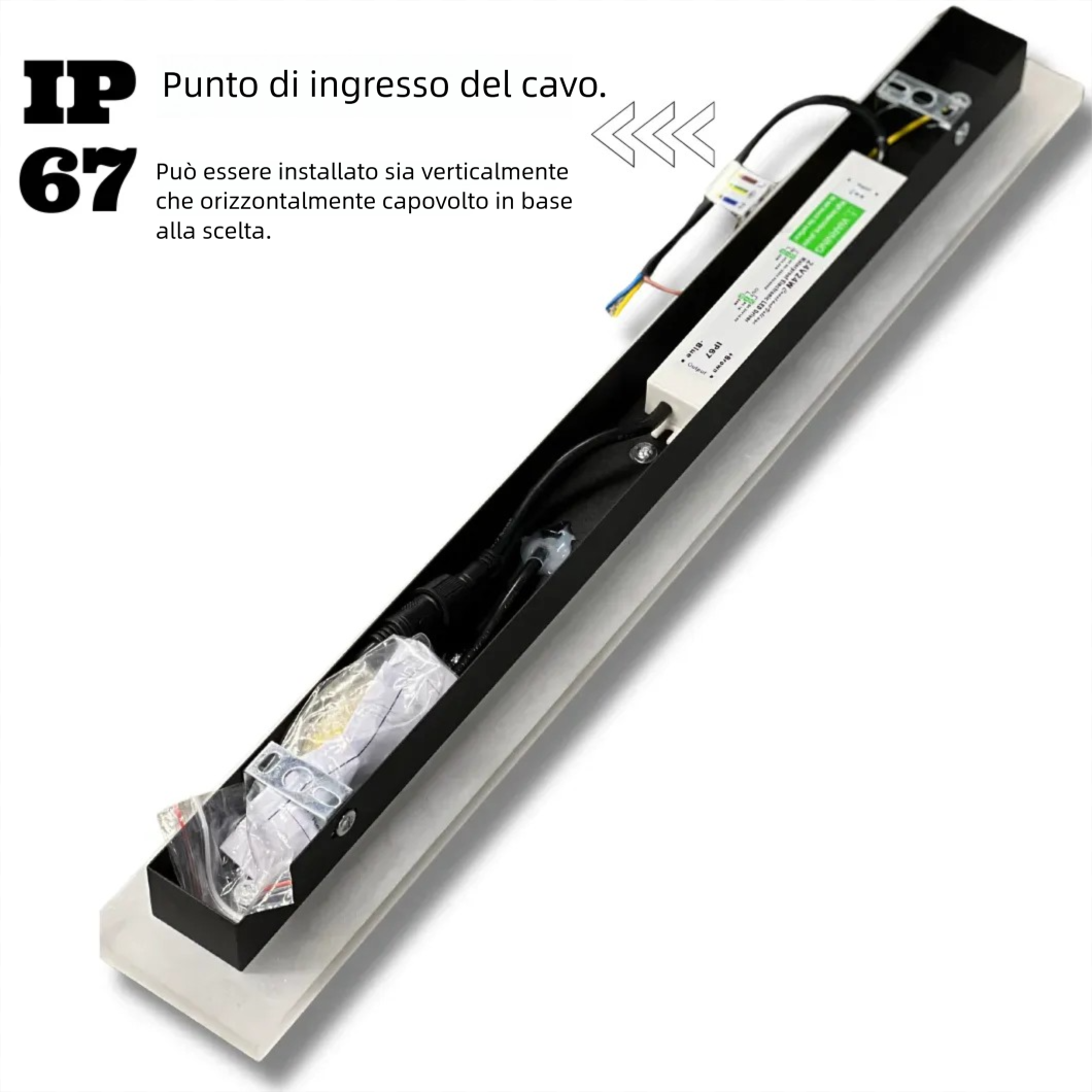 Applique da Esterno LED IP65 Lineare con Sensore in Metallo Nero Stile Minimal