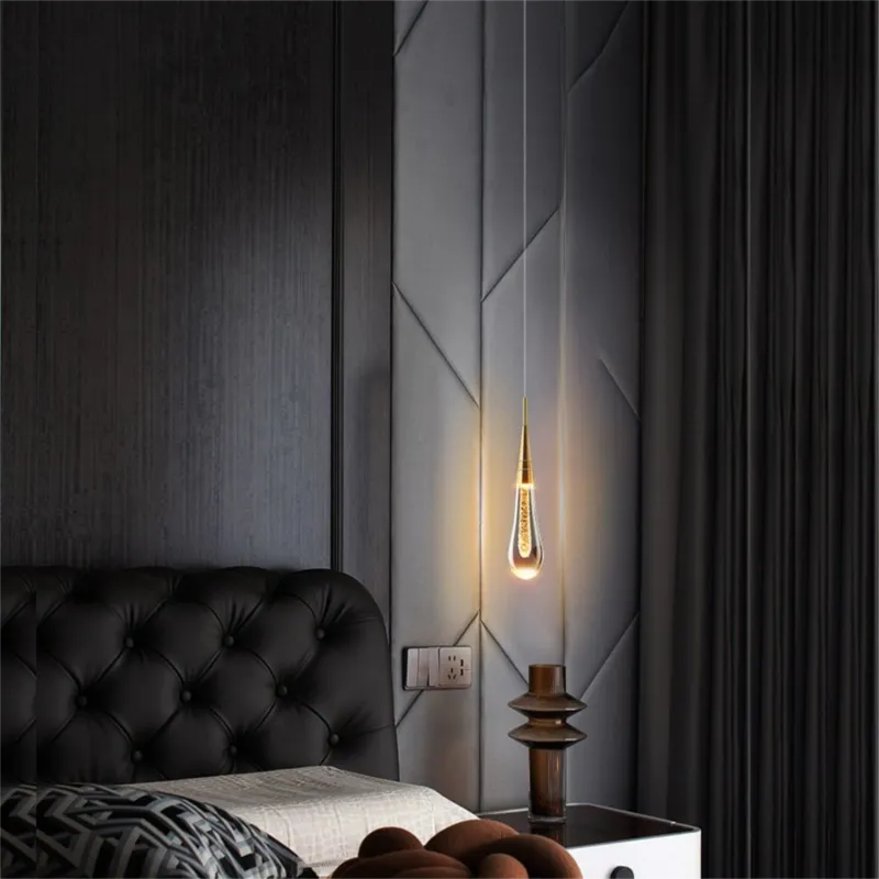 Lampadari a Sospensione in Cristallo LED Classico Altezza Regolabile per Comodino