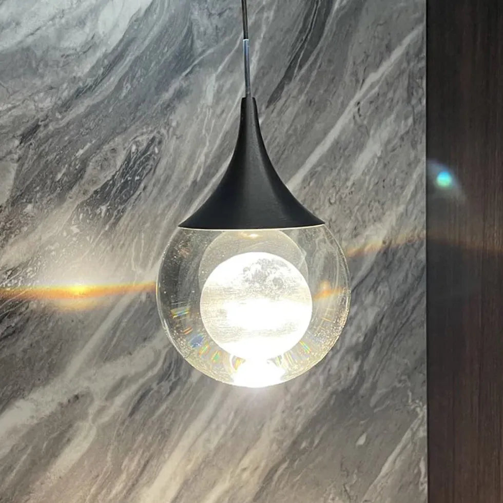 Single Transparent Glass Ball Pendant Light