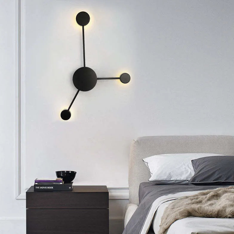 Black Multi-Circle Radial Design Wall Lamp